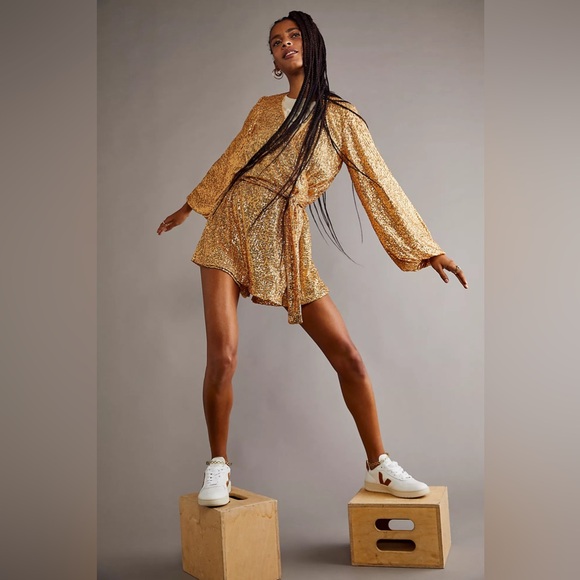 𝓯𝓹 Free People ~ Christa Sequin Romper in pink - Picture 17 of 17